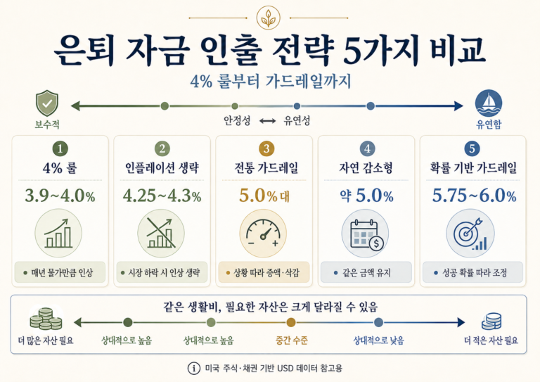 은퇴 후 매년 얼마 쓸 수 있을까?  — 4% 룰과 인출 전략 5가지 비교